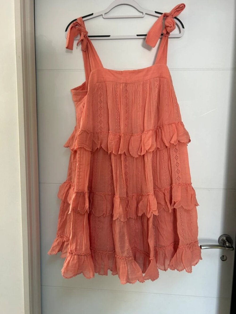 Sezane Ruffled Mini Dress Coral XL